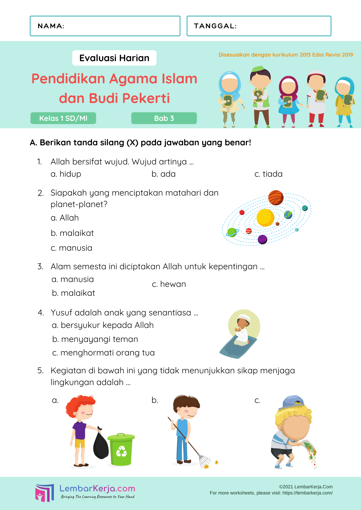 5 Rahasia Nilai Tinggi dengan Latihan Contoh Soal Harian PAI Kelas 3 SD Semester 1 KTSP