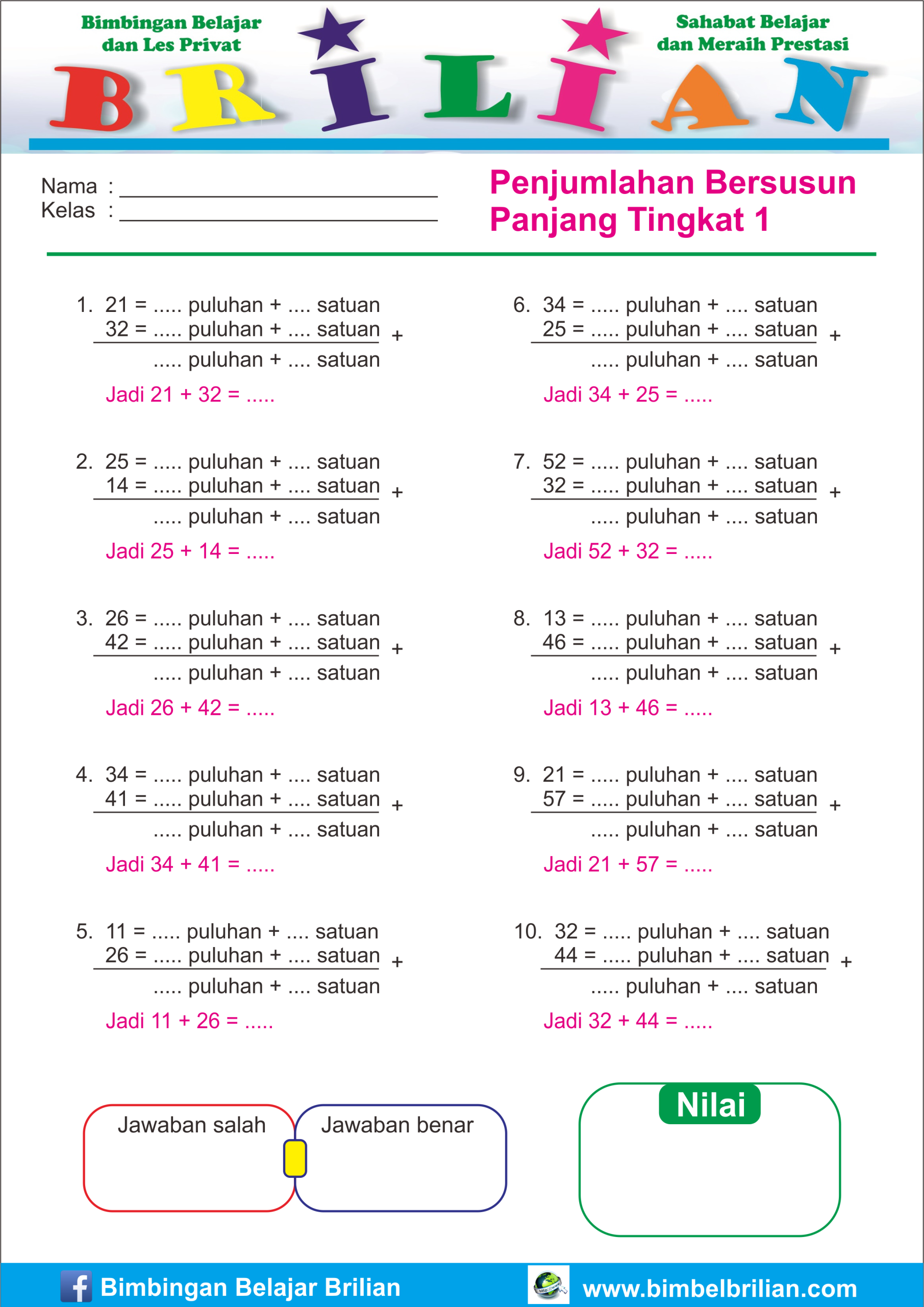 Soal Matematika Kelas 1 Sd Semester 2 Penjumlahan Dan Pengurangan