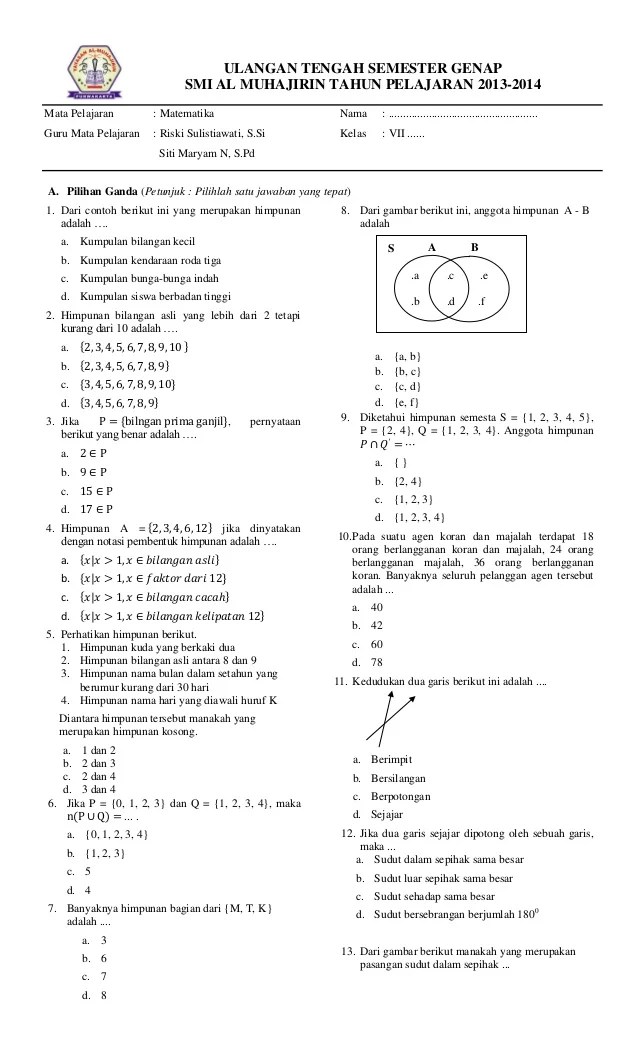Soal Pts Matematika Kelas 7 Semester 2 Pdf Dalchaebi Soal Pts Matematika Kelas 7 Semester 2 Pdf Dalchaebi