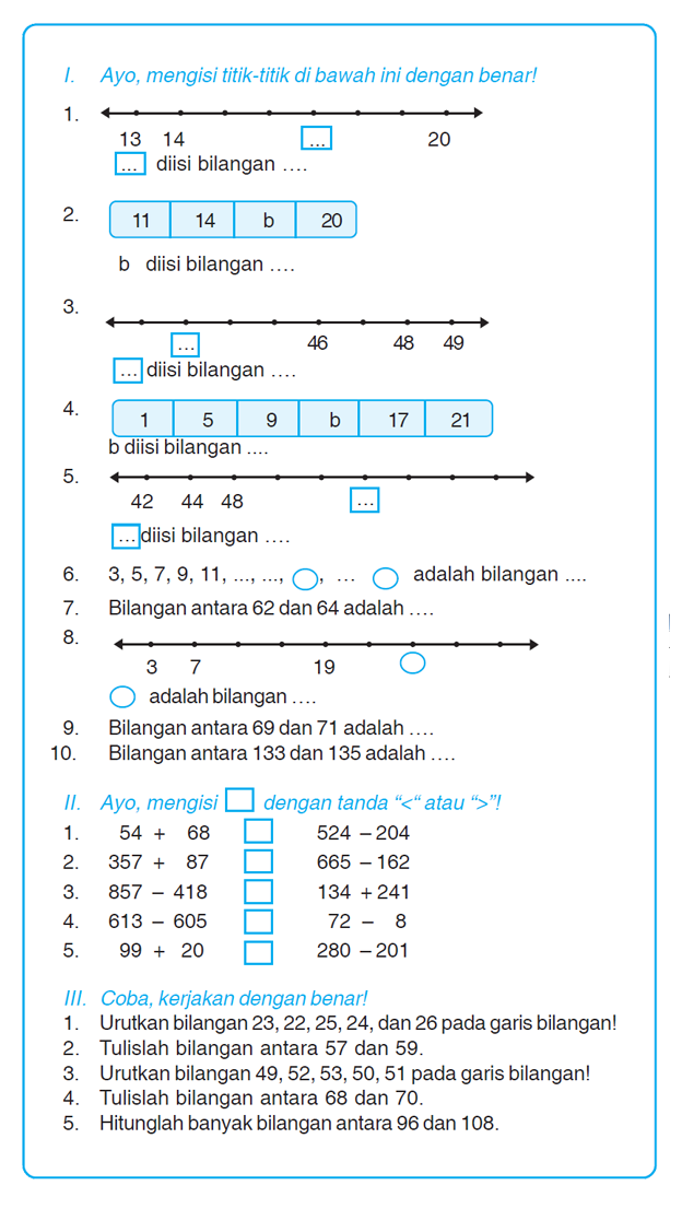 contoh soal garis bilangan pecahan kelas 3 sd