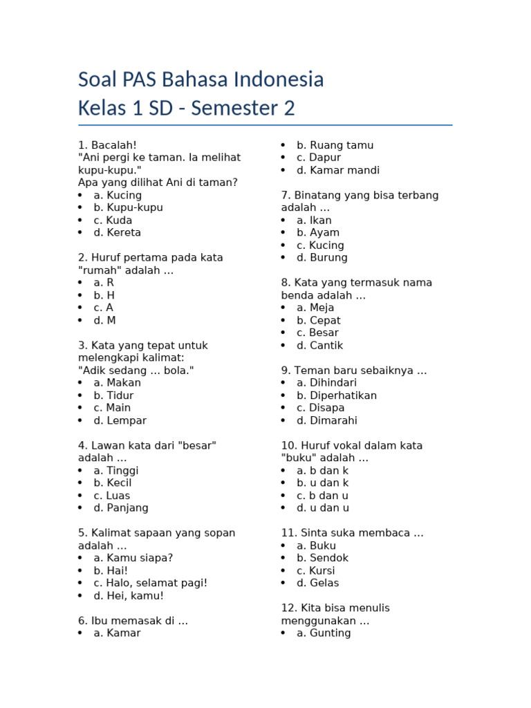 5 Fakta Soal PAS Bahasa Indonesia Kelas 8 Semester 1 dari The Invisible People Malang