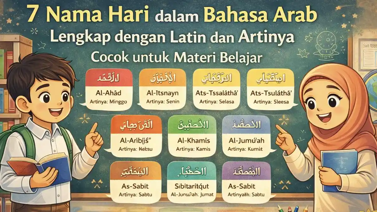 7 Soal Bahasa Arab Kelas 3 Nama Nama Hari Siap Cetak, Buktikan Kemampuan 2026