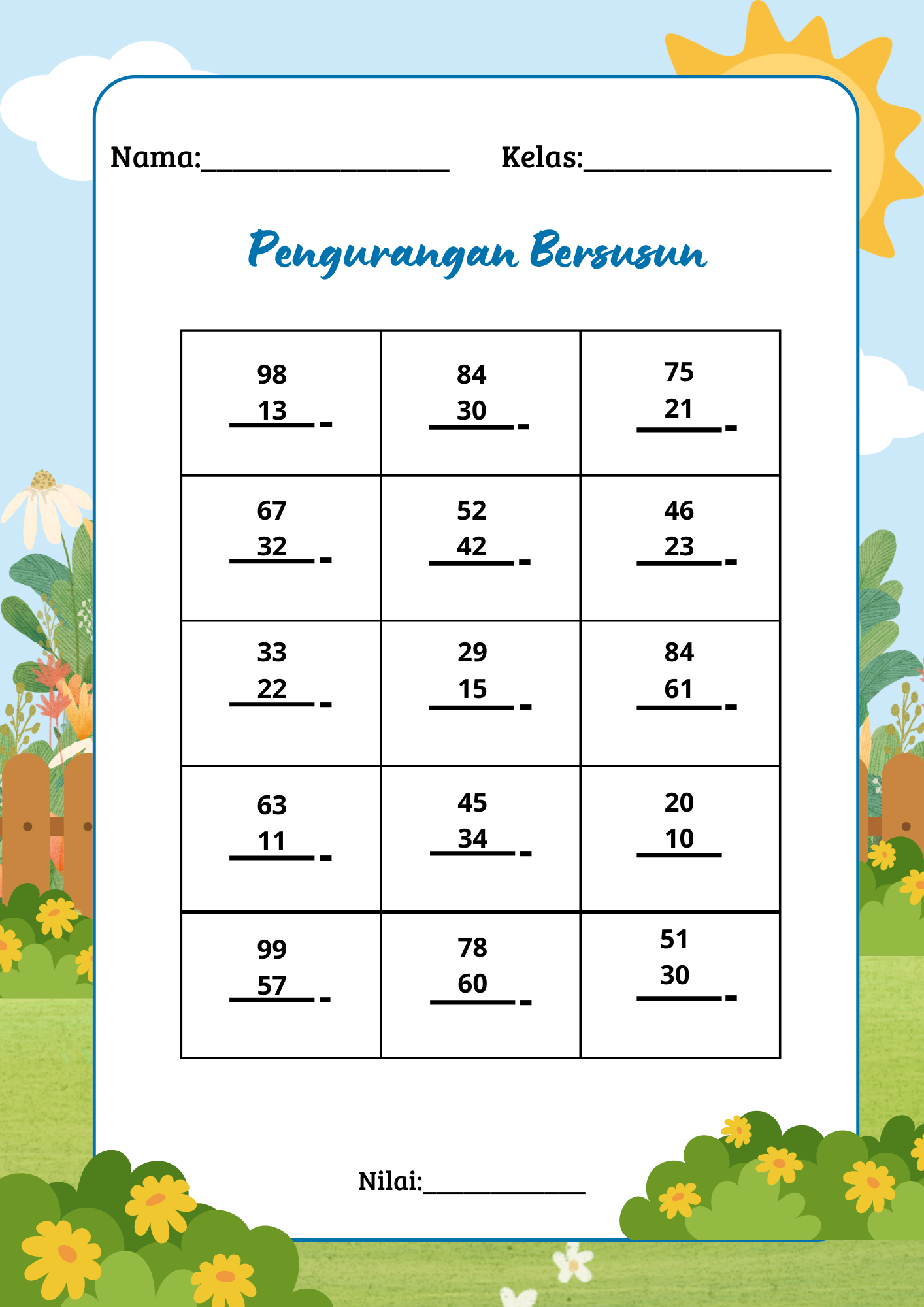 7 Soal Kurang Kurangan Kelas 1 STS 2026 yang Sering Keluar, Buktikan!