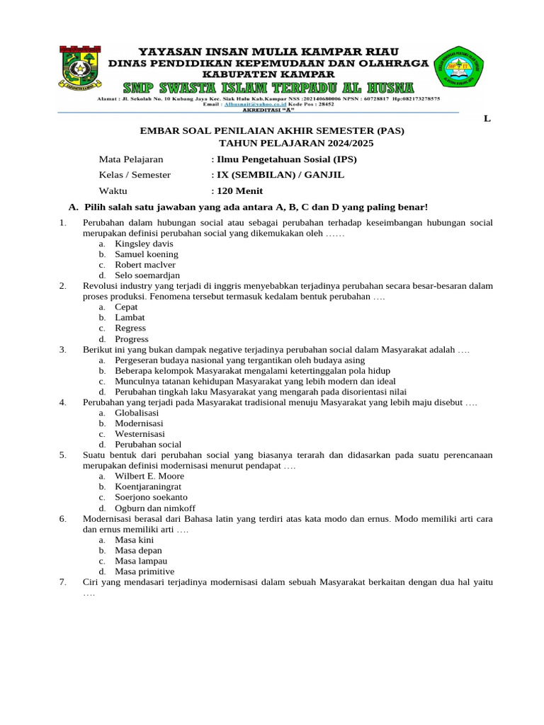 Akhirnya Tersedia 7 Kumpulan Soal IPS Kelas 9 Semester 1 PDF dan Jawaban Asesmen Sumatif 2026 Akhirnya Tersedia 7 Kumpulan Soal IPS Kelas 9 Semester 1 PDF dan Jawaban Asesmen Sumatif 2026