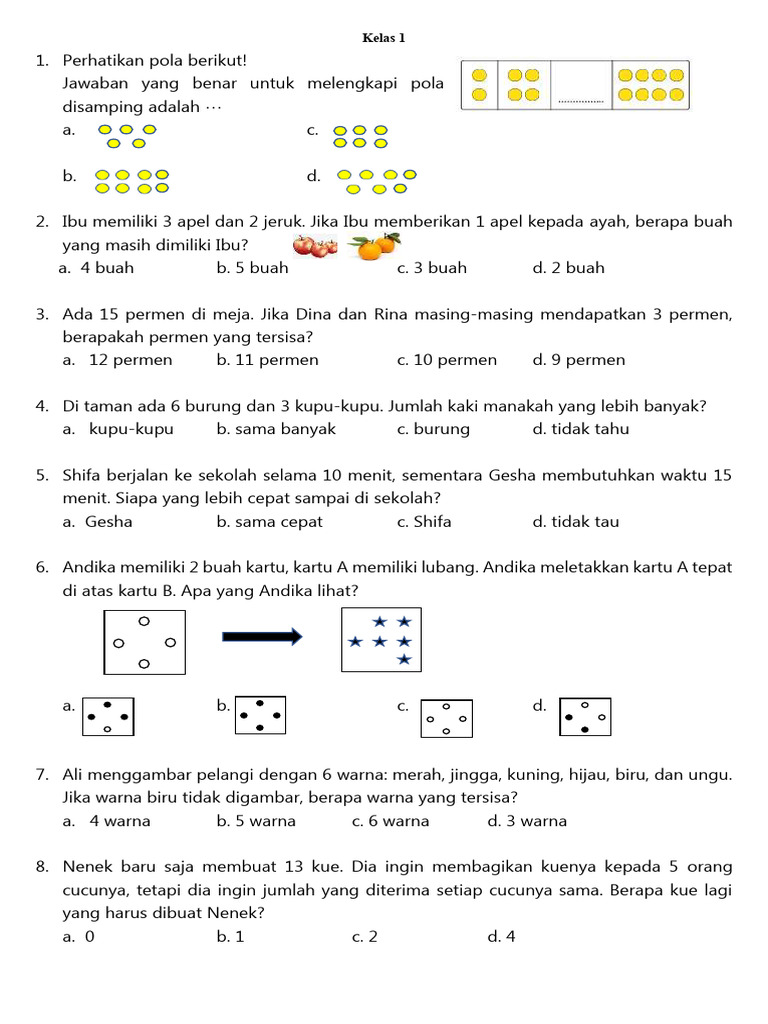Rahasia 5 Soal Olimpiade Matematika SD Kelas 1 Topaz dan Kunci Jawaban OSNK 2026