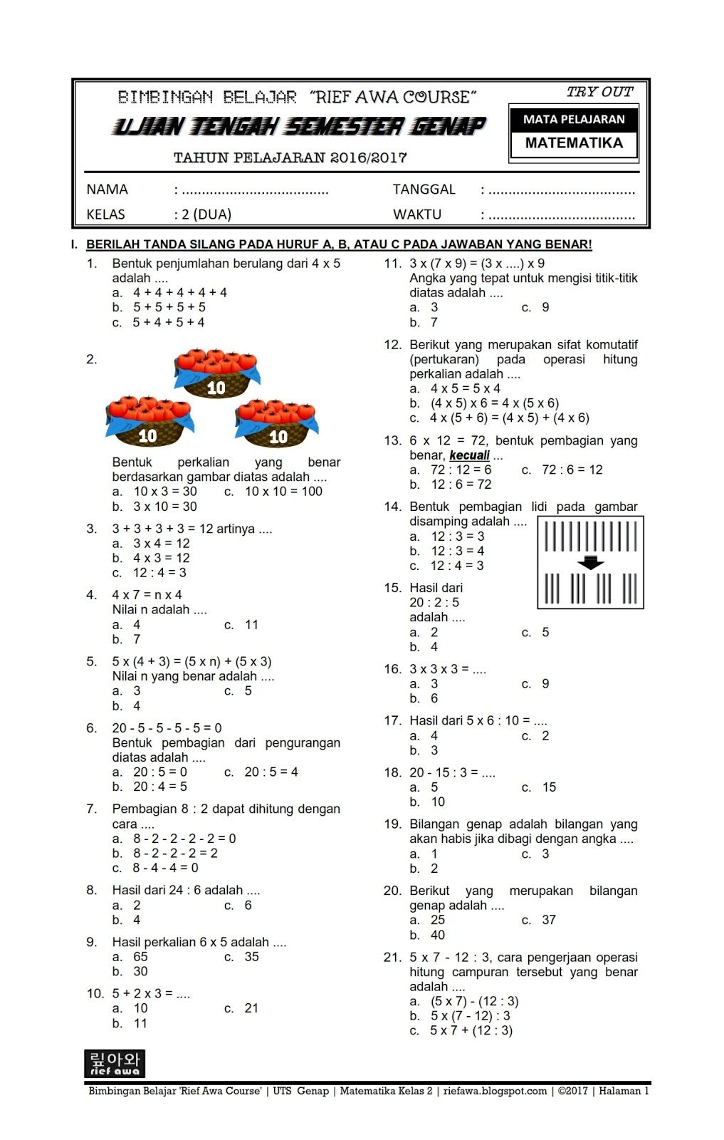 Ternyata Ini 5 Soal Matematika Kelas 2 SD Semester 1 Kurikulum 2013 di STS 2026