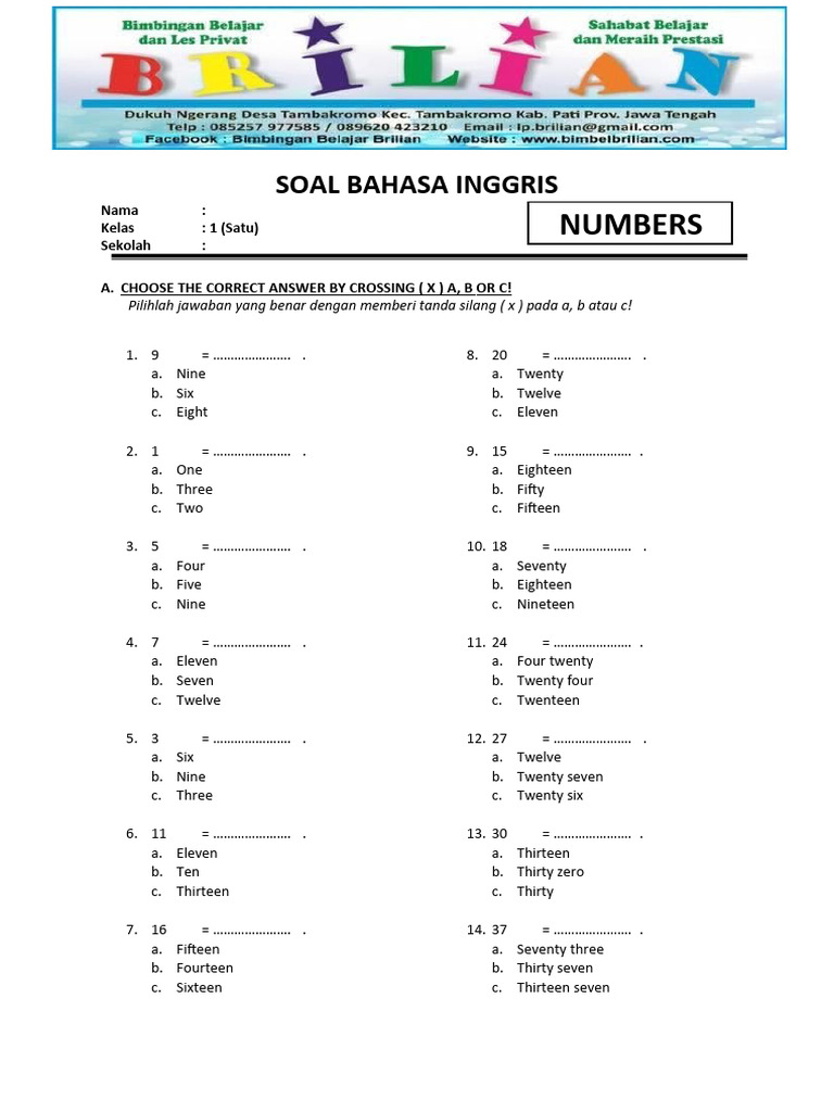 Asyiknya Belajar Angka Contoh Soal Numbers Kelas 1 SD yang Menyenangkan Asyiknya Belajar Angka Contoh Soal Numbers Kelas 1 SD yang Menyenangkan