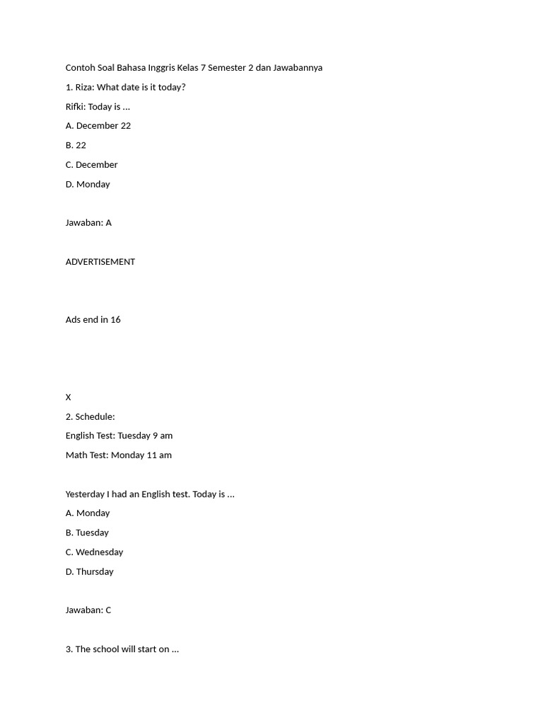 7 Contoh Soal Bahasa Inggris Thank You Kelas 7 Chapter 1 yang Wajib Kamu Kuasai