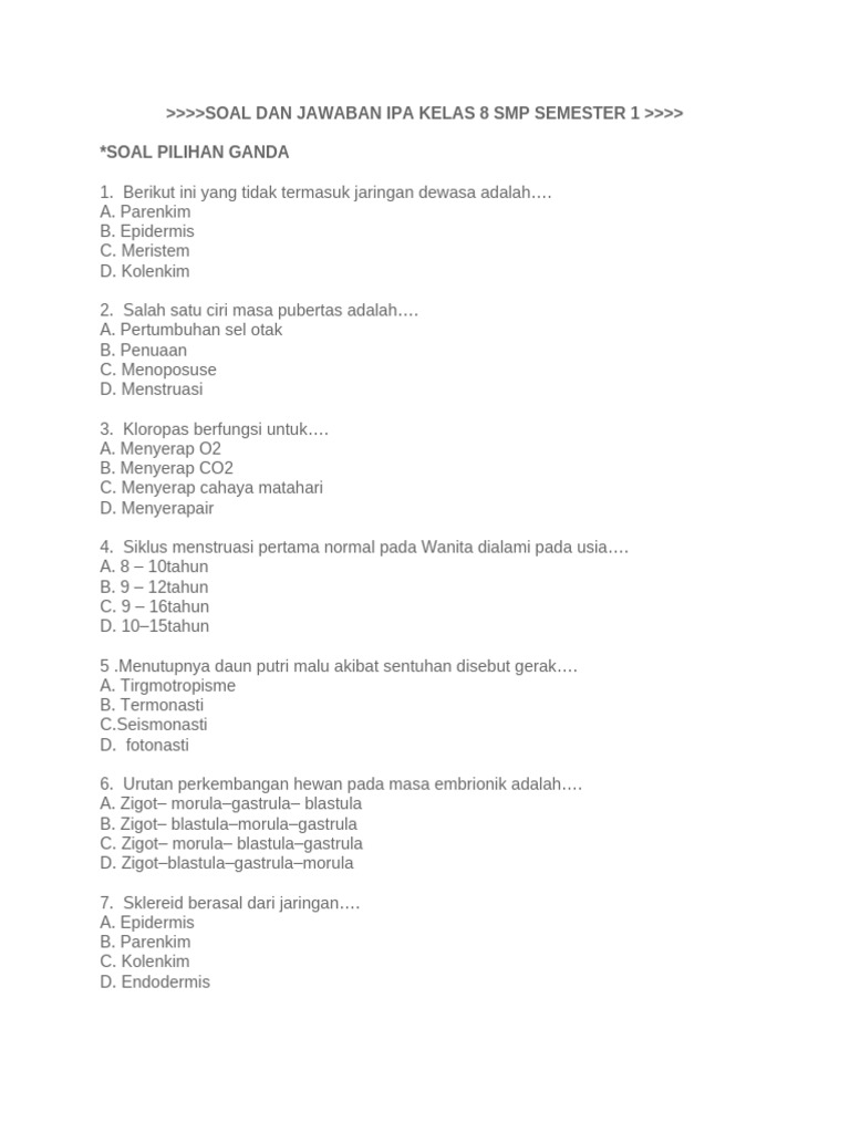 Hanya 100 Soal Penjaskes dan Kunci Jawaban Kelas 8 Semester 1 Ini Ternyata Bisa Bikin Nilai Auto 100 Hanya 100 Soal Penjaskes dan Kunci Jawaban Kelas 8 Semester 1 Ini Ternyata Bisa Bikin Nilai Auto 100