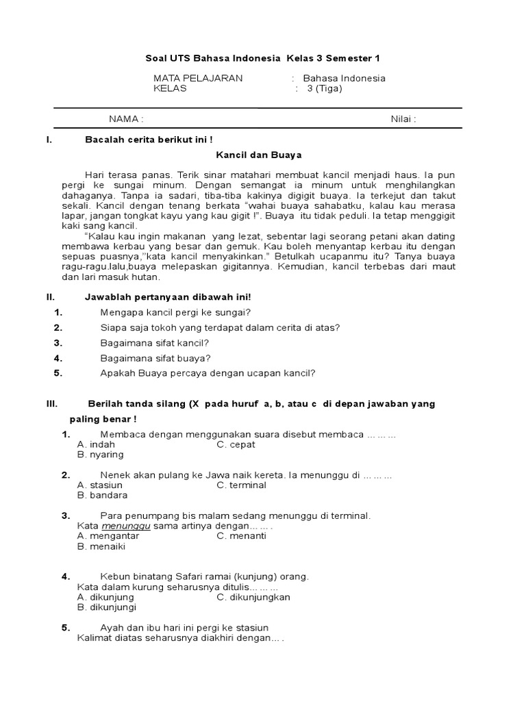 0 Soal UTS Bahasa Indonesia Kelas 3 Semester 1 Ternyata Bisa Dijawab dengan Trik Ini, Wajib Tahu Sebelum Ulangan 0 Soal UTS Bahasa Indonesia Kelas 3 Semester 1 Ternyata Bisa Dijawab dengan Trik Ini, Wajib Tahu Sebelum Ulangan