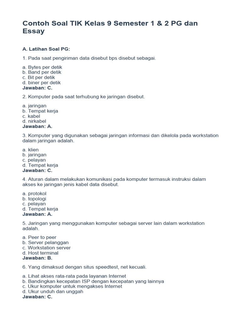10 Soal TIK Kelas 9 Semester 1 yang Sering Muncul di Ujian, Wajib Kamu Kuasai Sebelum Terlambat 10 Soal TIK Kelas 9 Semester 1 yang Sering Muncul di Ujian, Wajib Kamu Kuasai Sebelum Terlambat