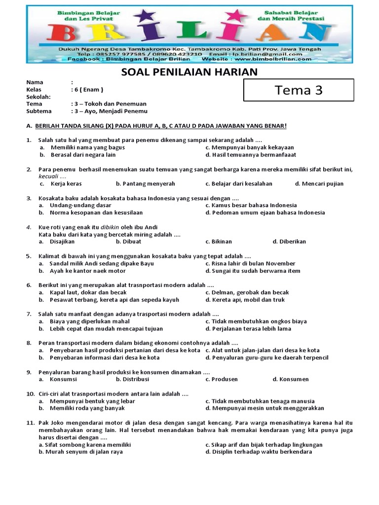 7 Latihan Soal Tema 3 Sub 3 Kelas 6 yang Wajib Dikuasai Sebelum Ulangan Harian 2026