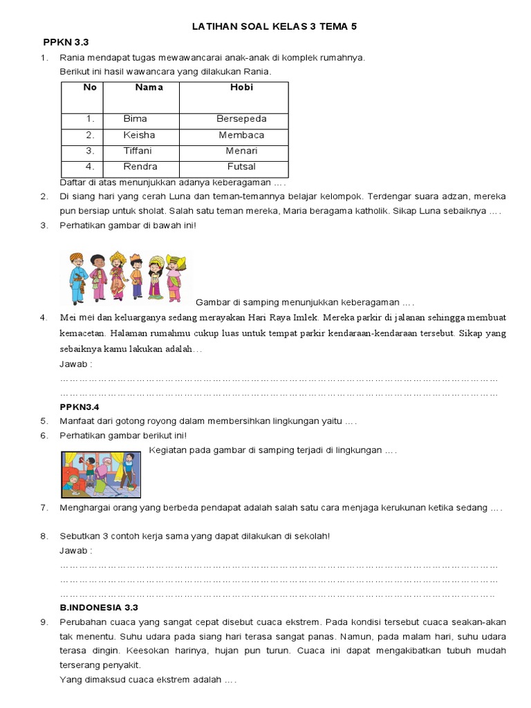 Latihan Soal PPKN dan Matematika Kelas 3 PDF Griya Taman Latihan Soal PPKN dan Matematika Kelas 3 PDF Griya Taman