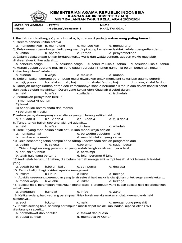 Rahasia 5 Langkah Cepat Kuasai Latihan Soal PAS atau UAS Fiqih Kelas 4 Semester 2