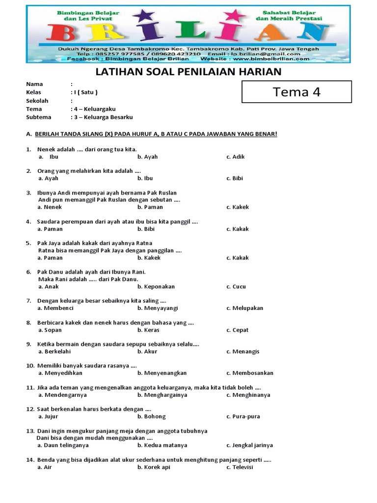 Terbukti 7 Cara Cepat Kuasai Latihan Soal Tema 4 Kelas 1 Sub tema 3 Sebelum Ujian Dimulai