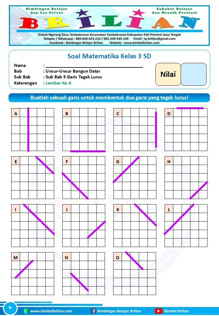 Soal Membuat Garis Tegak Lurus - Matematika Kelas 3 SD - Bimbel Brilian Soal Membuat Garis Tegak Lurus - Matematika Kelas 3 SD - Bimbel Brilian