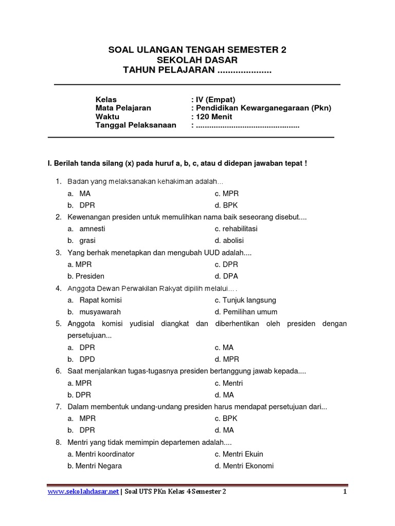 Soal Pkn Kelas 4 Semester 2 Dalchaebi