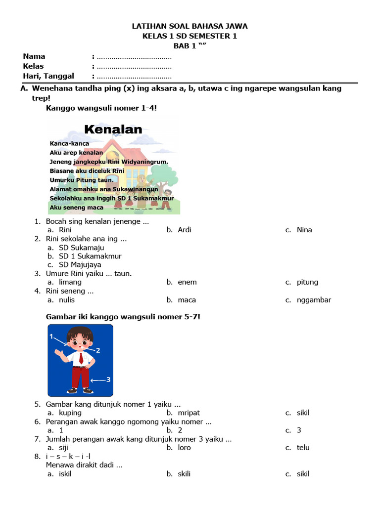 Ternyata Ini 5 Contoh Soal Bahasa Jawa Kelas 1 SD Semester Ganjil Beserta Kunci Jawaban yang Wajib Orang Tua Tahu Ternyata Ini 5 Contoh Soal Bahasa Jawa Kelas 1 SD Semester Ganjil Beserta Kunci Jawaban yang Wajib Orang Tua Tahu