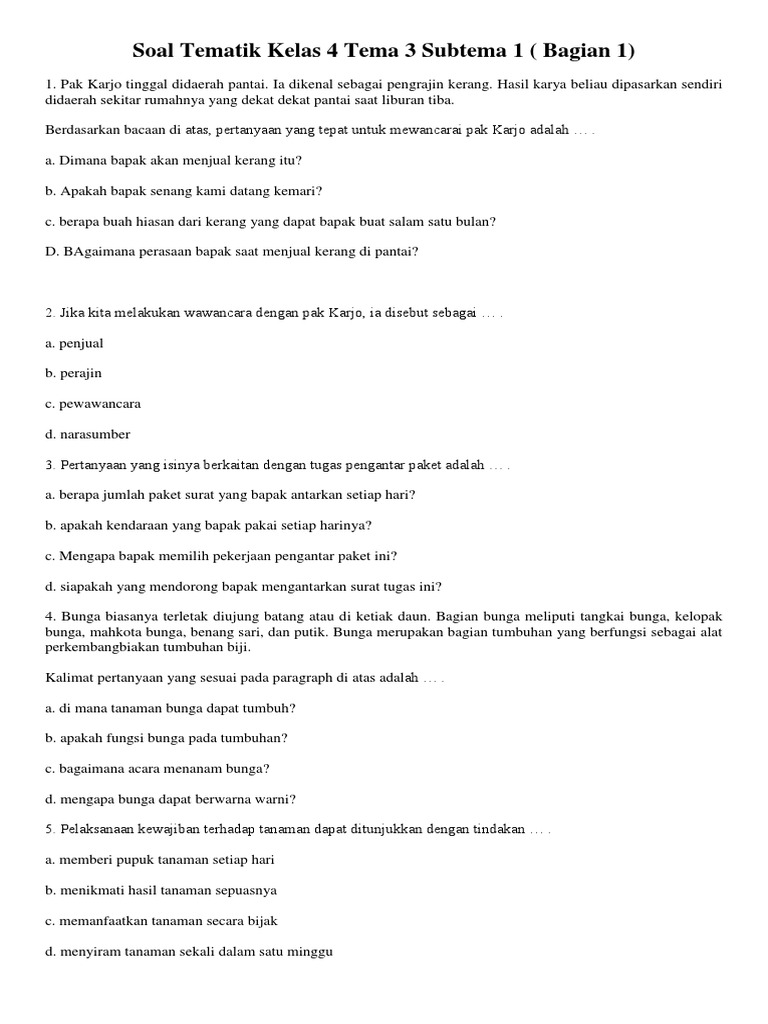 Ternyata Ini 7 Latihan Soal Tema 3 Subtema 1 Kelas 4 yang Sering Muncul di Ujian, Wajib Kamu Pelajari Sebelum Terlambat Ternyata Ini 7 Latihan Soal Tema 3 Subtema 1 Kelas 4 yang Sering Muncul di Ujian, Wajib Kamu Pelajari Sebelum Terlambat