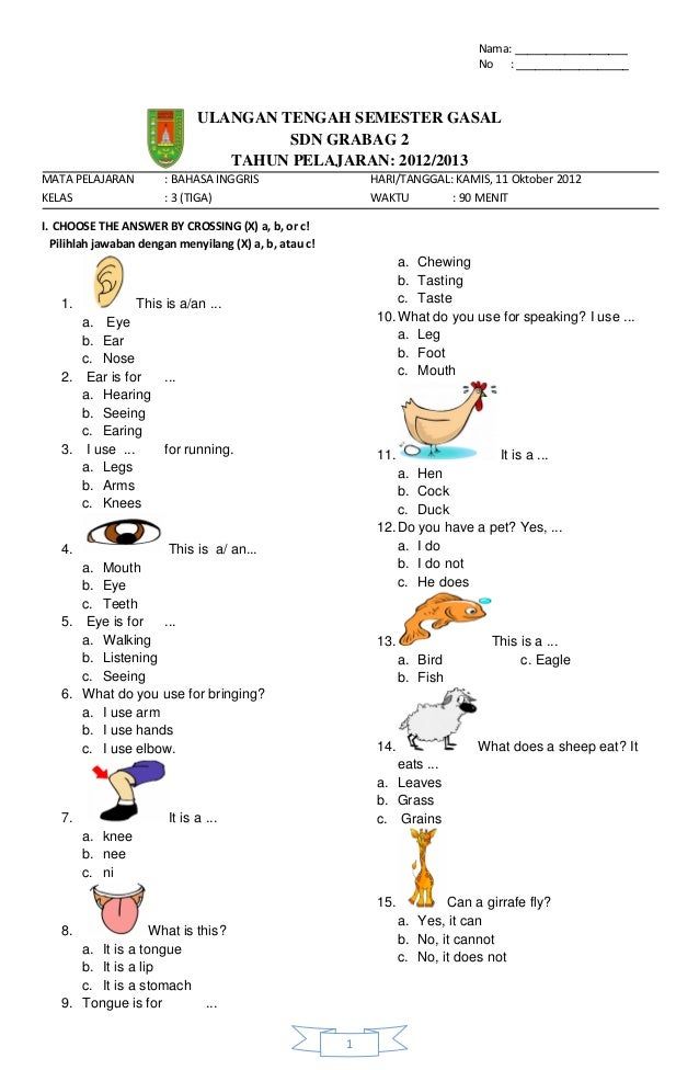 Menyongsong UTS Bahasa Inggris Kelas 1 SD