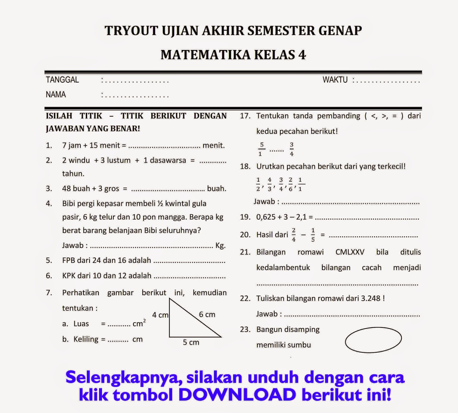 Ternyata Ini Rahasia Nilai Bagus dari Latihan Soal Online Matematika Kelas 4 Sd Semester Genap yang Jarang Diketahui Ternyata Ini Rahasia Nilai Bagus dari Latihan Soal Online Matematika Kelas 4 Sd Semester Genap yang Jarang Diketahui