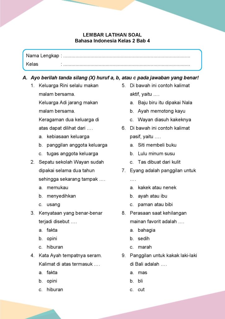 latihan soal online soal tema 4 kelas 2 bahasa indonesia latihan soal online soal tema 4 kelas 2 bahasa indonesia
