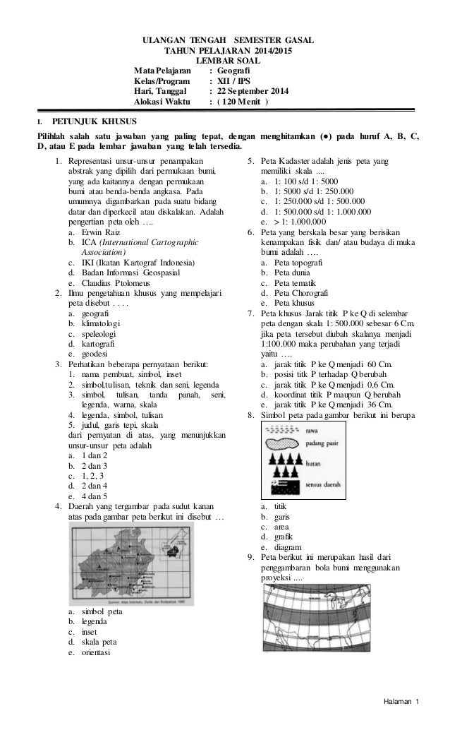 Soal Ulangan Geografi Kelas 10 Semester 2 - Kunci Pelajaran