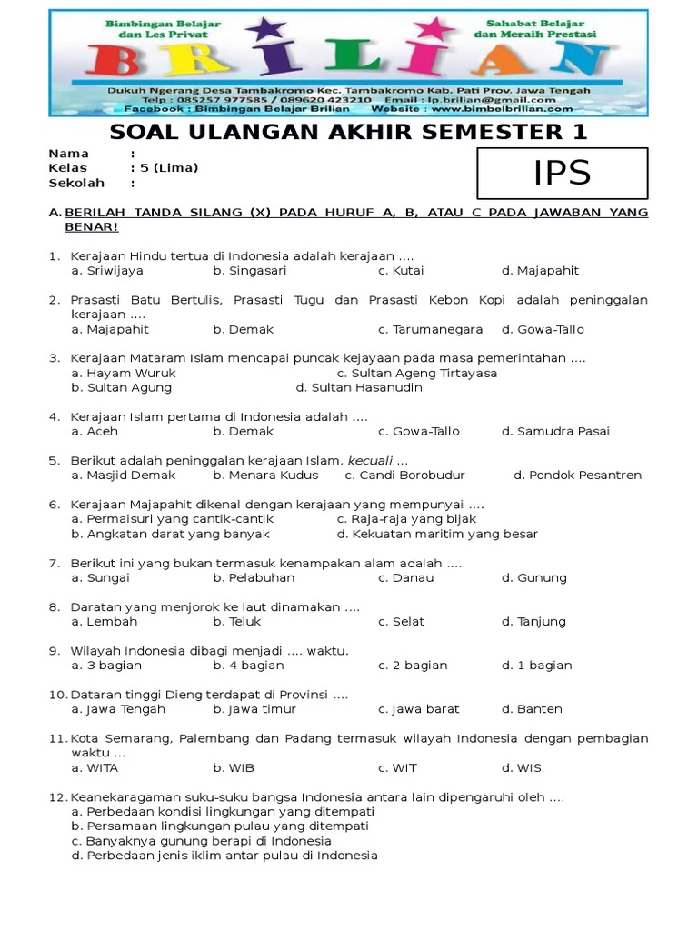 Rahasia contoh soal ips tema 5 kelas 5 semester 1 yang bikin nilai melesat sebelum ujian Rahasia contoh soal ips tema 5 kelas 5 semester 1 yang bikin nilai melesat sebelum ujian