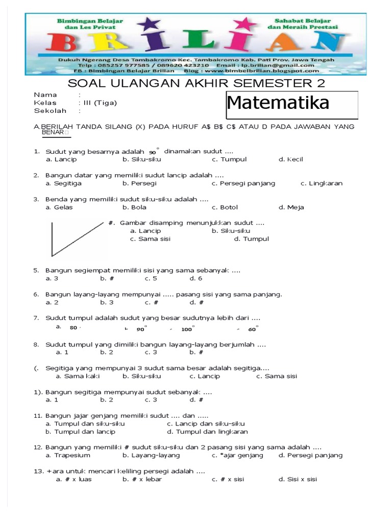 Bocoran Rahasia Soal Soal UAS SD Kelas 3 Semester 2 Agar Nilai Anak Langsung Sempurna