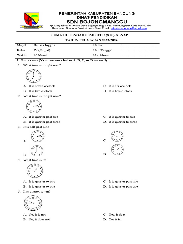 Bocoran Rahasia Soal UAS Bahasa Inggris Kelas 4 Semester 2 Agar Nilai Langsung Melejit