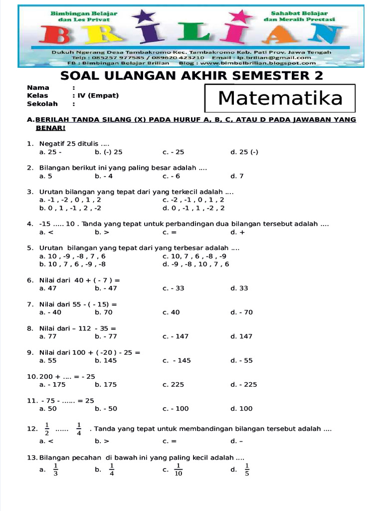 Bocoran Rahasia Soal UAS Matematika Kelas 4 yang Wajib Kamu Tahu Sekarang
