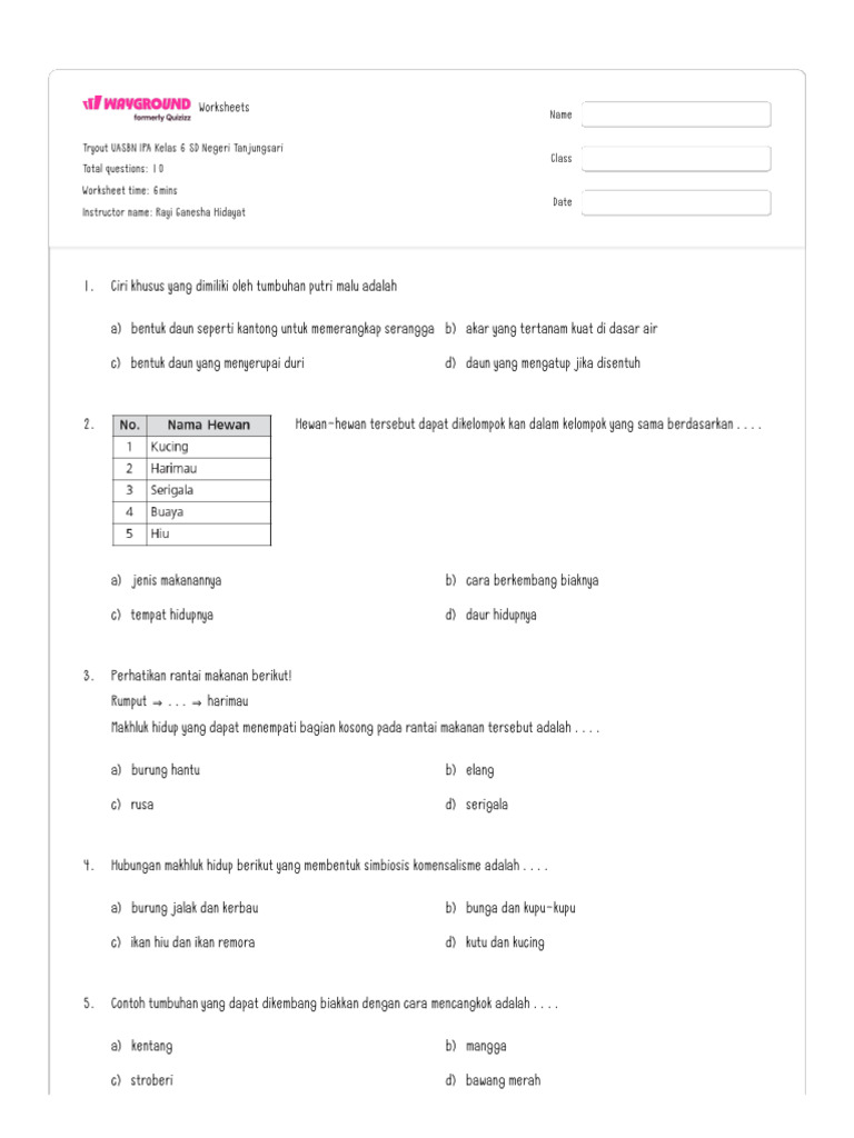 Rahasia Lulus Nilai Sempurna dengan Soal Soal UASBN IPA Kelas 6 SD Paket 3 Terbaru