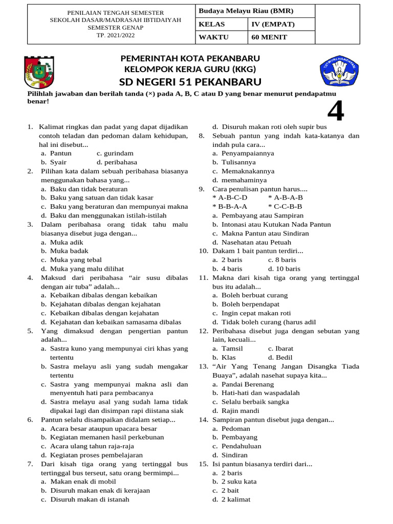 Rahasia Lulus Ujian soal budaya melayu riau kelas 4 sd semester 1 yang Wajib Tahu