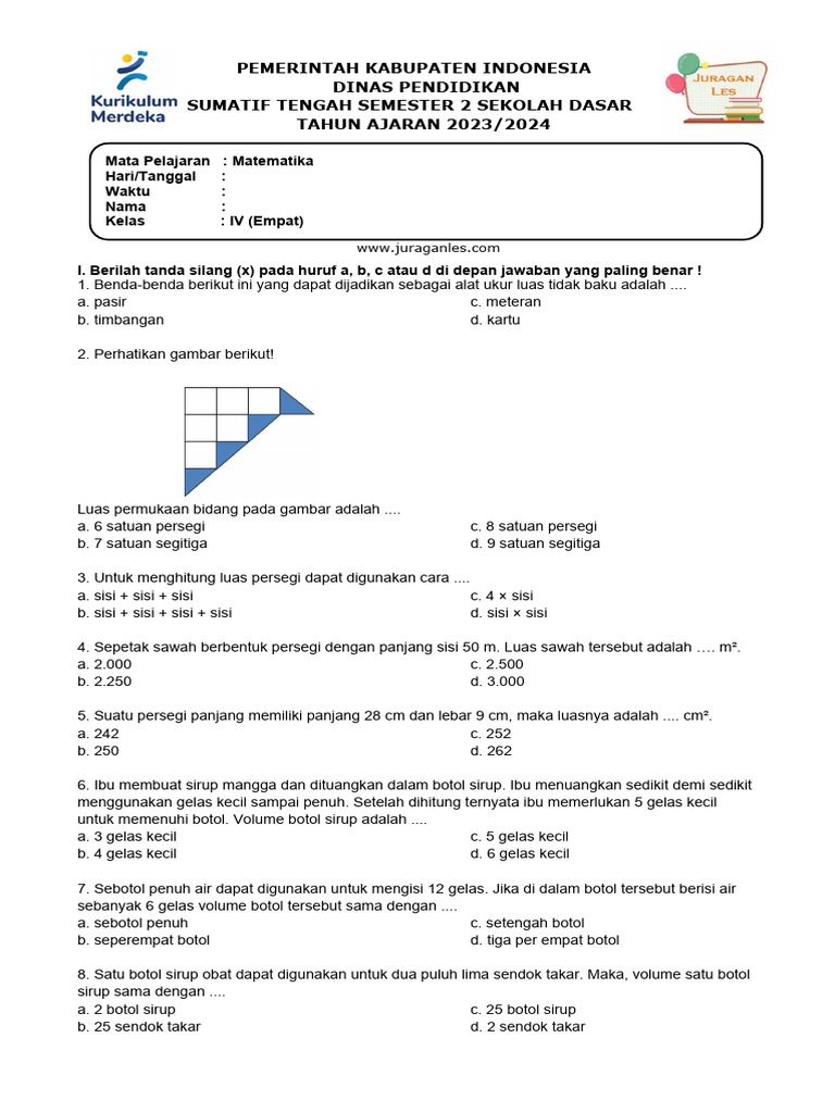 Wajib Tahu! Bocoran Soal PTS Matematika Kelas 4 Semester 2 dan Kunci Jawaban Terbaru Wajib Tahu! Bocoran Soal PTS Matematika Kelas 4 Semester 2 dan Kunci Jawaban Terbaru