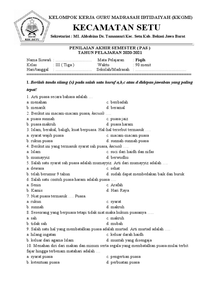 Wajib Tahu Bocoran soal soal uas semester 2 fiqh kelas 3 sd Agar Nilai Anak Sempurna Wajib Tahu Bocoran soal soal uas semester 2 fiqh kelas 3 sd Agar Nilai Anak Sempurna