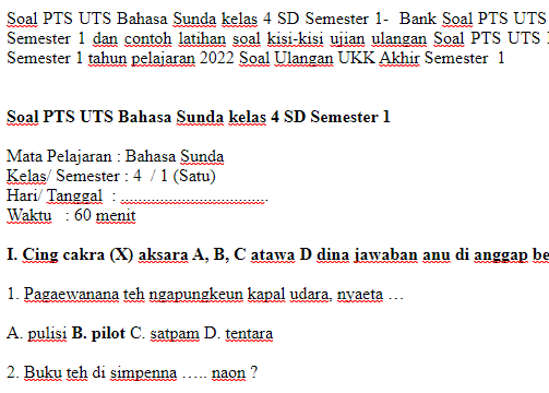 Wajib Tahu Ini Kumpulan Soal Bahasa Sunda Kelas 4 Semester 1 dan Kunci Jawaban Terbaru Wajib Tahu Ini Kumpulan Soal Bahasa Sunda Kelas 4 Semester 1 dan Kunci Jawaban Terbaru