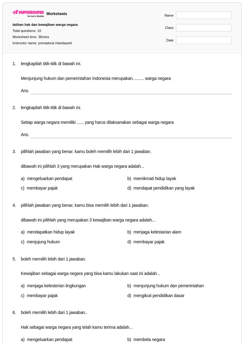 Wajib Tahu! Kumpulan soal latihan hak dan kewajiban kelas 4 untuk persiapan ujian terbaru