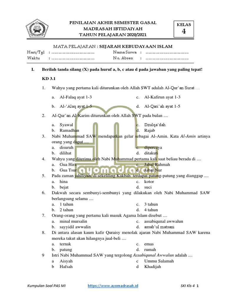 Wajib Tahu! Kumpulan soal ski kelas 4 semester 1 dan kunci jawaban paling akurat Wajib Tahu! Kumpulan soal ski kelas 4 semester 1 dan kunci jawaban paling akurat